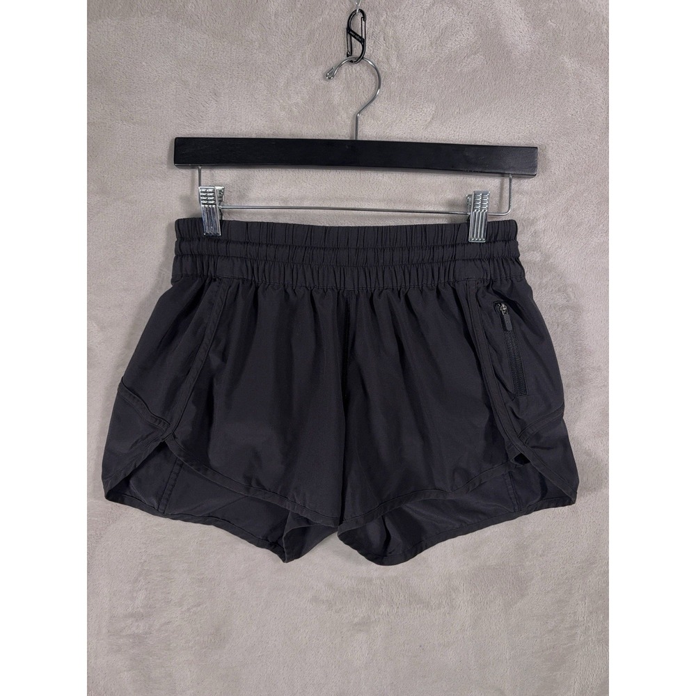 Lululemon Tracker Shorts V Womens 8 Black Running Workout Athletic Zip Pocket
